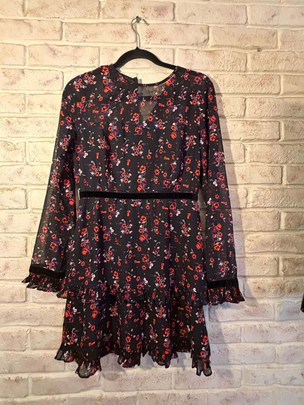 Lulus Floral to See Black Floral Print Long Sleeve Mini Dress